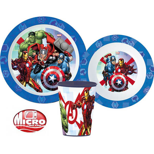 Avengers műanyag étkészlet pohárral - 3 részes - mikrozható